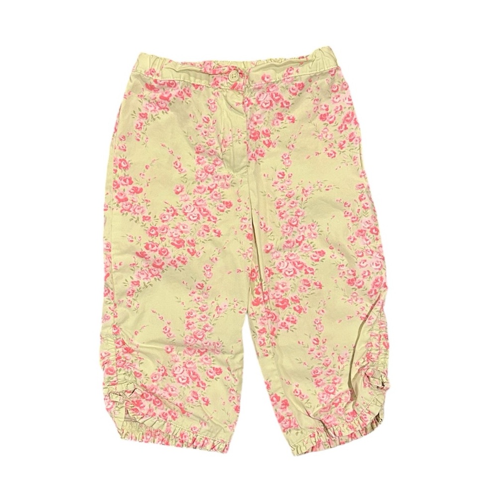 Janie and Jack Yellow Floral Capris with Pink Roses